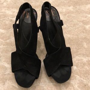 Suede criss cross high heels